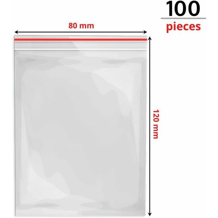 Lot De Sachets Plastique ZIP Transparents Jeco – 50µ, Fermeture Glissière, Pochette