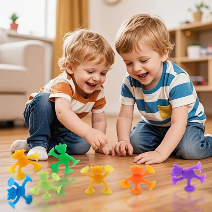 Jouets Ventouse Bébé 8 pcs, Silicone Bain Sensoriel, Jouets Douche Enfants 3 -7 Ans, Garçons Filles, Pour Fenêtres et Baignoires - Puériculture & Eveil bébé