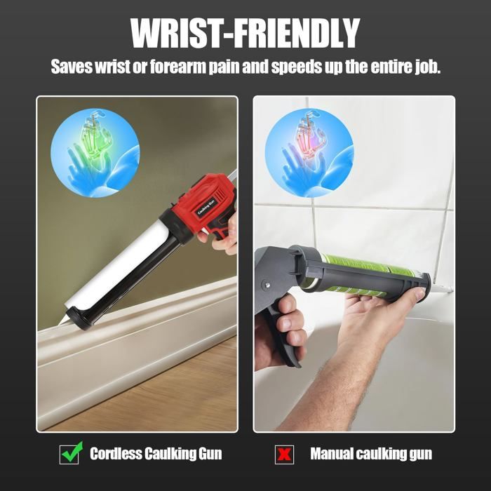 Calfeutrage Rénovation Maison Pistolet à Calfeutrer Électrique Sans Fil - 4 Vitesses Variables Avec Batterie 2000mAh Pistolet Colle électrique