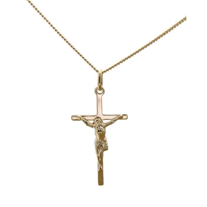 Pendentif Croix jesus en plaqué Ensemble bijou chaine et boite