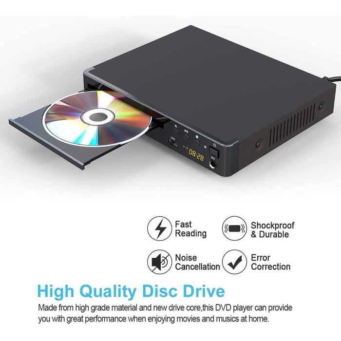 Lecteur DVD domestique 1080P avec câble HDMI pour téléviseur Lecteur DVD  multirégion avec télécommande - Cdiscount TV Son Photo