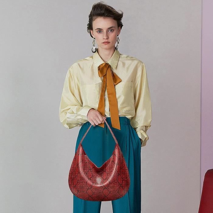 Sac Tendance Femme Sac Bandouliere Grand Sac Cabas En Cuir Pu Sac Fourre Tout Femme Sac Portes A Main Forme De Lune Sac A Mo u2376 Rouge Cdiscount Bagagerie Maroquinerie