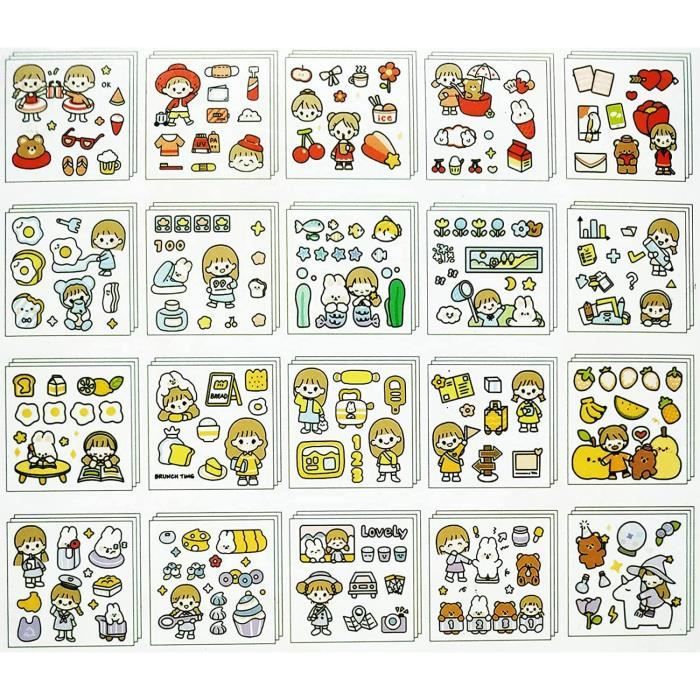 100 pièces Autocollants Kawaii Stickers Dessin Animé Mignon Kawaii  Autocollant Autocollantes de Dessin Animé Autocollants Scrapbooking pour  Scrapbook Diary Décoration Craft DIY : : Cuisine et Maison