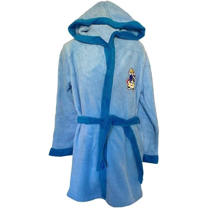Peignoir Sam le pompier robe de chambre a capuchon bleu robe en molleton doux pour les garcons 944 Cdiscount Maison
