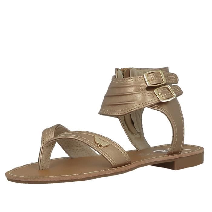 Sandales plates femme LPB Valentine Cuir Rose Rose Cdiscount Chaussures