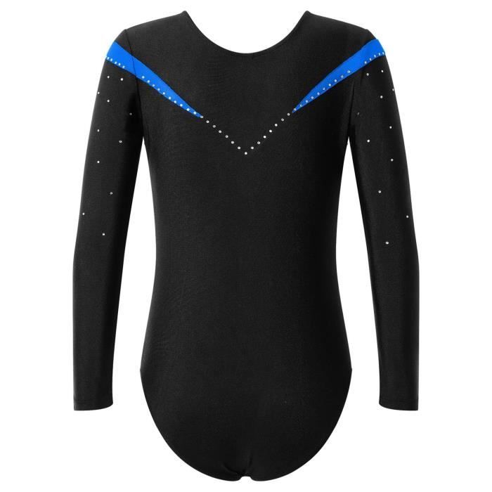 DPois Enfant Fille Justaucorps Gymnastique Strass Manche Longue Combinaisons De Danse Brillants