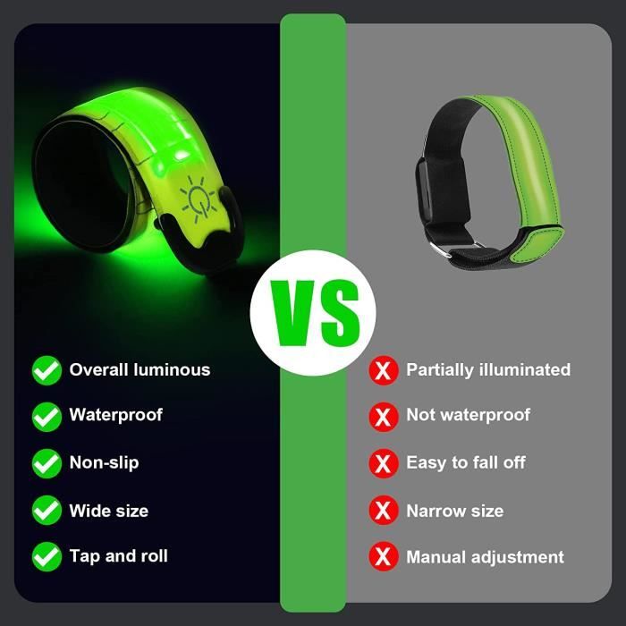 Lot De 2 Bracelets LED Rechargeables USB - Réfléchissants, Étanches, 3 Modes Pour Course Et Vélo