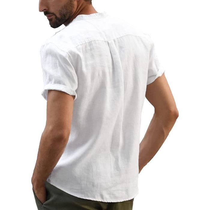 Chemise manche courte homme lin sales