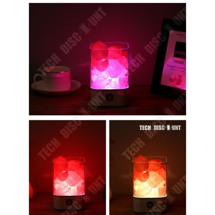 TD® lampe pierre de sel himalaya cristal tactile usb purificateur  décoration LED naturelle ions négatifs coloré portable bon santé -  Cdiscount Maison