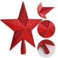 BORLAI®Décoration de sapin de Noël scintillant étoile décoration d'arbre de Noël décor à la maison,Rouge,25cm-2
