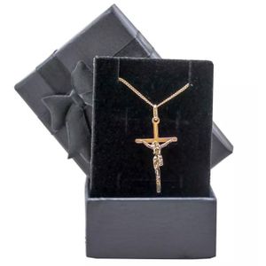 Collier Croix Chrétienne En Acier Inoxydable Doré - Longueur 60 Cm - Pendentif 5x3 Cm