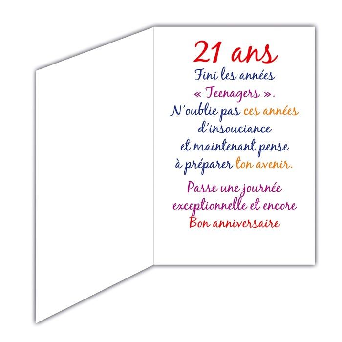 Carte De Voeux - Afie - Carte Anniversaire - 21 Ans - Fabrication