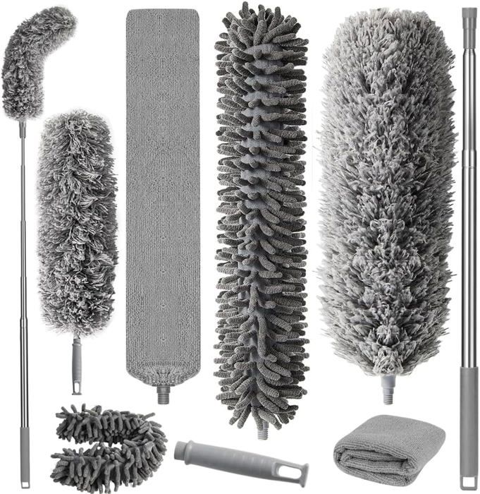 Kit De 8 Plumeaux Télescopiques Lavables - Jusqu'à 250 Cm - Pour Toiles D'Araignée Et Poussière Haute