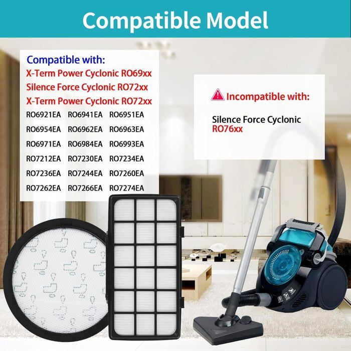 Lot de Filtres Remplacement pour Rowenta X-Trem Power Cyclonic