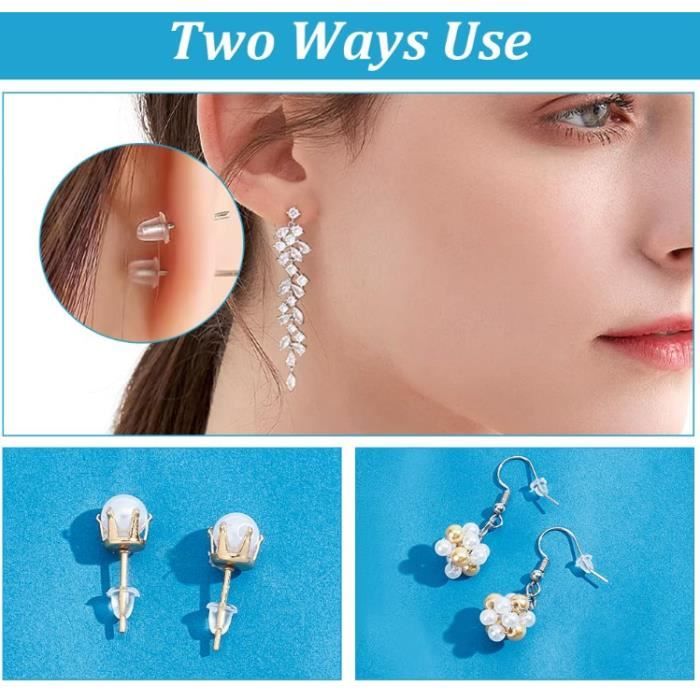 200 Bouchons D'oreille En Silicone Transparent - Pour Boucles D'oreilles - Neuf étiqueté
