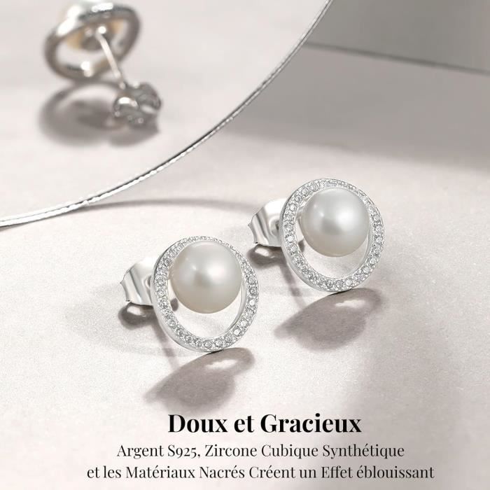 Clous D Oreilles Or Blanc 18k Perle D Eau Douce Blanc 2 Perles 6 Mm 532940 main image 1