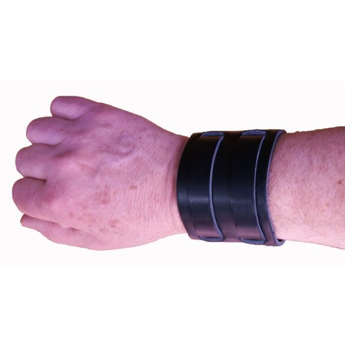 Lot De 3 Bracelets Cuir Homme – 1 Manchette Force + 2 Bracelets Noir Et Marron