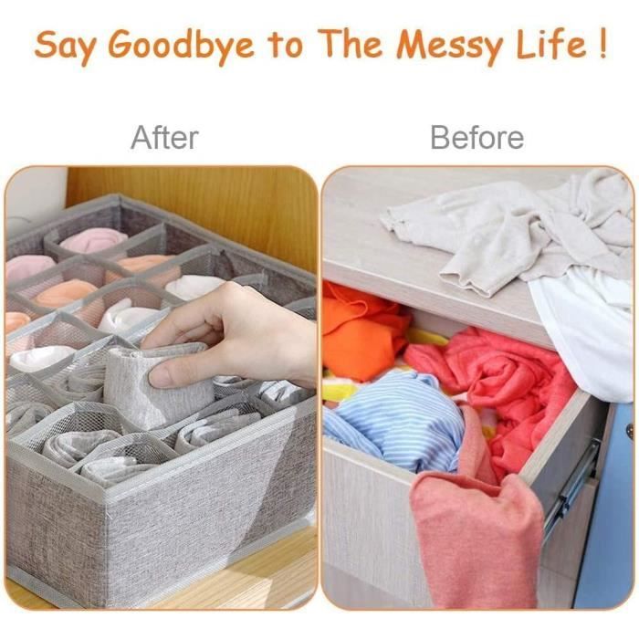 AUSYIWI – Lot De 6 Boîtes De Rangement Pliables Pour Tiroirs, 3 Tailles, Idéal Pour Chaussettes, Sous-vêtements, Jeans