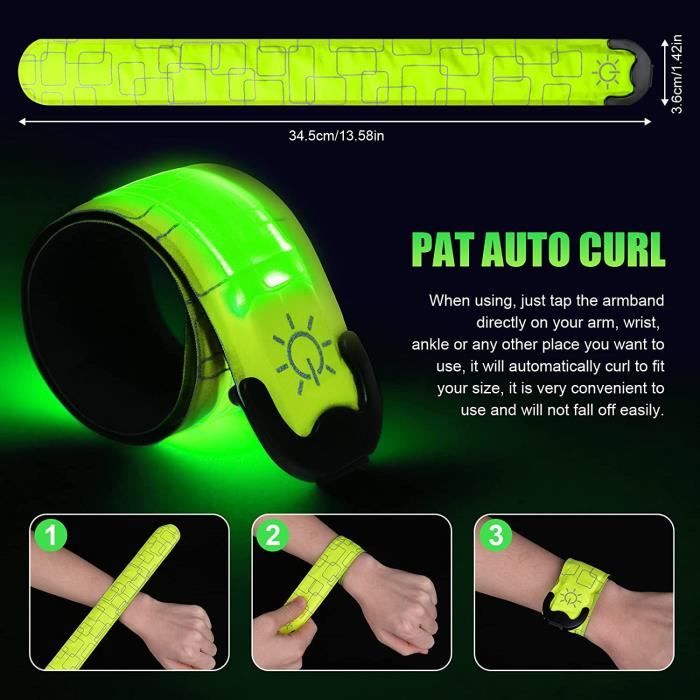 Brassard LED Réfléchissant Rechargeable – 7 Couleurs, Taille Ajustable, Pour Running, Vélo, Sécurité Nocturne