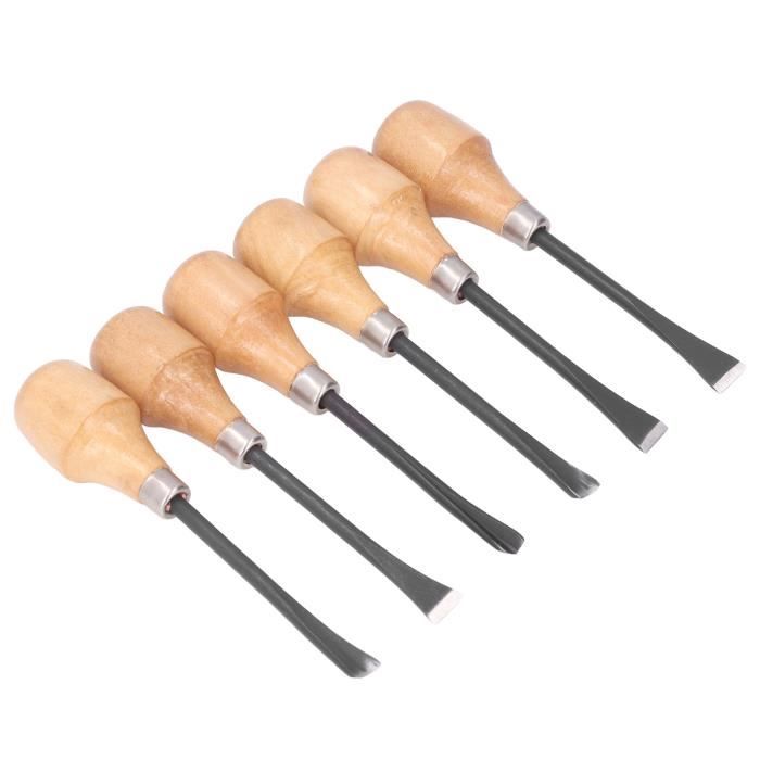 Ensemble De 8 Ciseaux à Bois Professionnels - Lames Acier Trempé, Poignées Bois - Pour Sculpture, Travail Du Bois