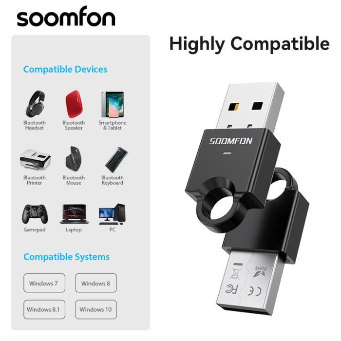 SOOMFON Adaptateur Audio Bluetooth 5.0 Émetteur et récepteur 3 en