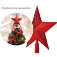 BORLAI®Décoration de sapin de Noël scintillant étoile décoration d'arbre de Noël décor à la maison,Rouge,25cm-3