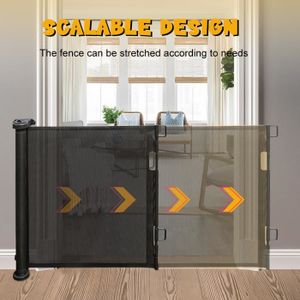 Barrière De Sécurité Rétractable 110 Cm – Pour Enfants Et Chiens – Sans Perçage – 4 Crochets Inclus