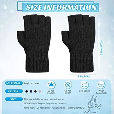 Gants Sans Doigts Hiver Thermiques En Chenille Douce – Homme & Femme, Paume Cuir Antidérapant, Idéal Pour Conduite & Écran Tactile