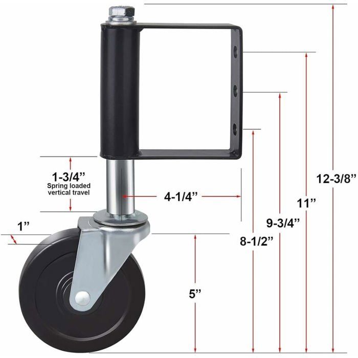 Roue de Portail en Nylon D'une capacité de de 110 Lb, Pivotante à Roue de Portail en Nylon D'une capacité de de 110 Lb, Pivotante à