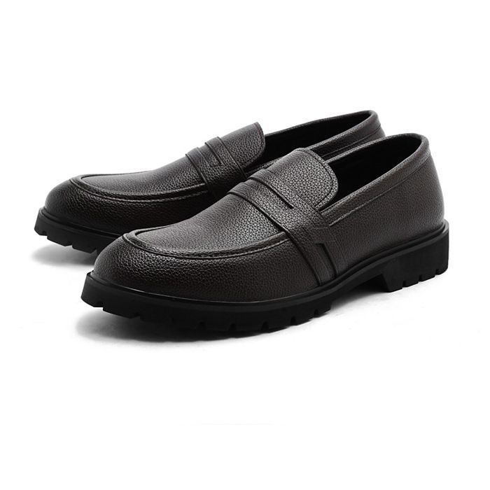 Chaussures en cuir Casual Respirant Business Chaussures cuir homme Marron foncé