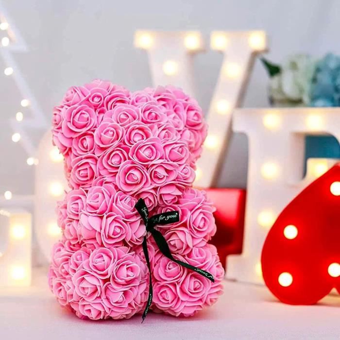 25 cm Ours de rose Coffret cadeau Saint-Valentin avec Collier de projection  Bague Carte-Cadeau pour femme petite amie - ROUGE - Cdiscount Maison