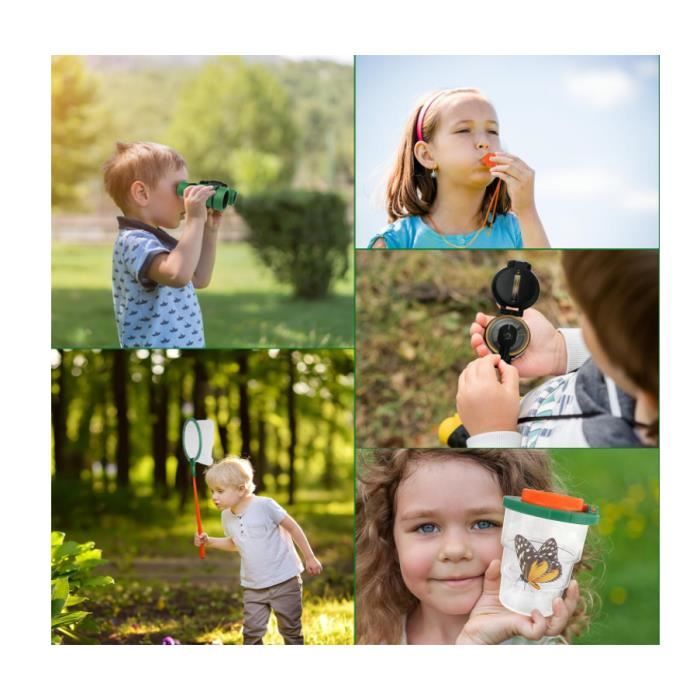 JOYIN – Kit D'exploration Enfant – Veste, Chapeau, Jumelles, Lampe, Filet, Loupe, Boussole – Jeu Extérieur