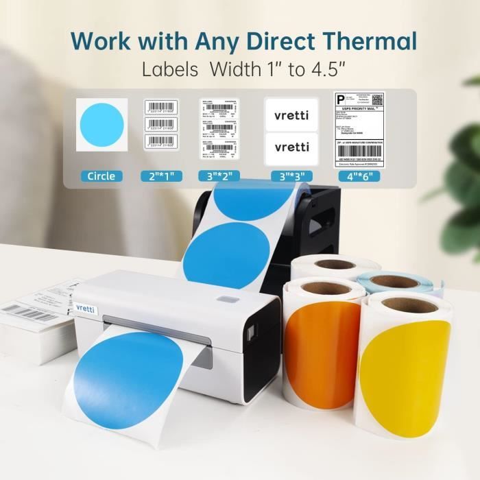 Étiquettes Autocollantes Thermiques 100x152 Mm - Lot De 500, Blanc Mat - Pour Imprimantes Thermiques (Zebra, Etc.), Adhésif Fort
