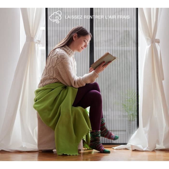 Moustiquaire De Porte Magnétique,Rideau Anti Mouche 60x160cm Rideau De Porte Moustiquaire Fermeture Automatique Pour Patio Couloirs Empêche Autres Bestioles, Sans Perçage Brun