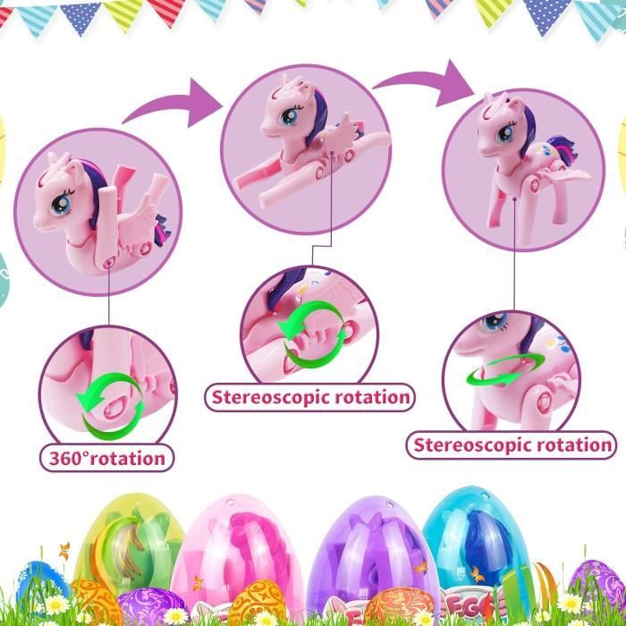 24 Pièces d'Œufs de Pâques Pré-remplis avec Jouets Squishy Mochi, Jouet