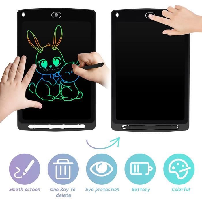Tablette D'Écriture LCD 12 Pouces Colorée - 2 Pièces, Effaçable Et Réutilisable, Jouet Educatif Pour Enfants 2-7 Ans, Cadeau Anniversaire Noël Filles Garçons