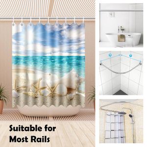 Accessoires salle de bain,Rideau de douche moderne étoile de mer