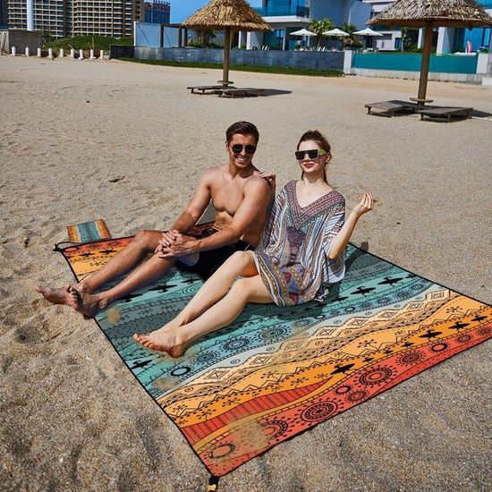 Couverture De Plage Pliable Camptek 140x170 Cm - Imperméable, Légère, Avec Sac De Transport Et Piquets