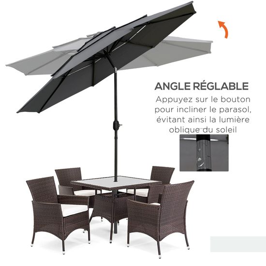 Outsunny Parasol, Tuinparasol, Kantelbaar, Met Handslinger Ventilatieopening Polyester Staal Marineblauw 295 X 152 Cm~24inddoo20000