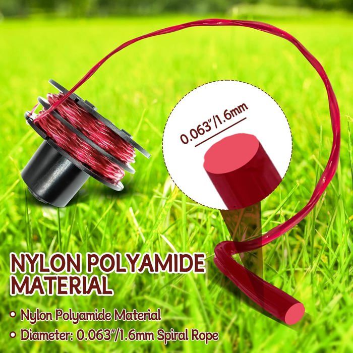 112966 Bobine De Fil De Rechange Pour AL-KO GTE 350/450/550, Bobine De Rechange Pour Débroussailleuse Avec Couvercle RS0010 (6 Bobines 1 Couverture