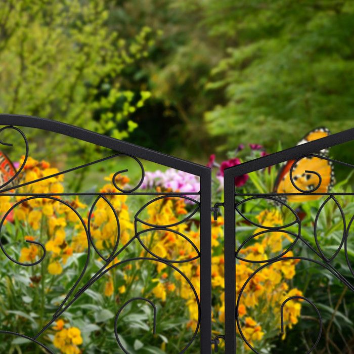 Bordure Potager Relaxdays 5 Éléments Métal – Design Papillon 250 Cm, Hauteur 46 Cm, Noir Shabby Chic