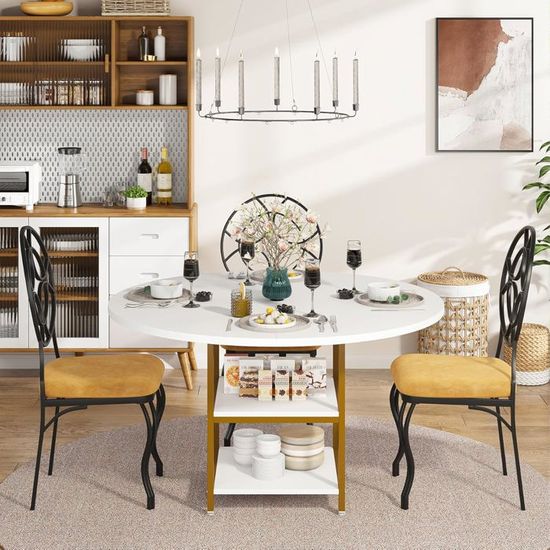 Table Ronde à Manger 80 Cm – Pour 2 à 4 Personnes – Design Minimaliste – Plateau MDF épais 3 Cm – Idéale Petit Espace, Cuisine Ou Salon