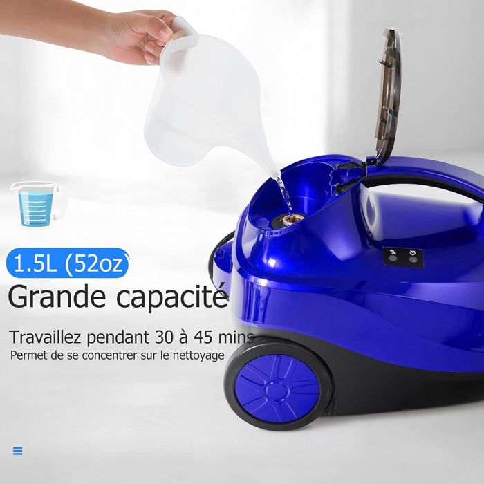 GOPLUS 2000W 1,5L Nettoyeur Vapeur Electrique, 4 Bar, Volume de Vapeur  Rglable, Temps de Chauffe 5-6Min,19 PCS Accessoires, Bleu - Cdiscount  Electromnager