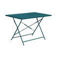 Table de jardin bistrot pliable - Emilia rectangle bleu canard- Table rectangle 110x70cm en acier thermolaqué-0