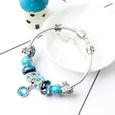18CM Bleu Charms Bracelet Pandora style bijoux Femme CZ Trèfle Charms Femme-0
