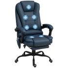 Fauteuil de bureau massant - Vinsetto - hauteur réglable, dossier inclinable et télécommande filaire - bleu