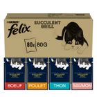 SACHET - FELIX - Succulent Grill Poulet, Bœuf, Saumon, Thon - Aliment complet pour chats adultes