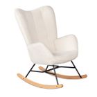 MEUBLES COSY Fauteuil à bascule allaitement scandinave avec accoudoirs en tissu mouton bouclette beige à surpiqûres - FUNKEL