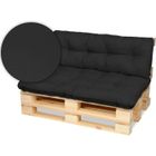 SuperKissen24 Coussin Dossier pour Palette Canapé 120x80 cm et Appui 120x38 - Intérieur-Extérieur - imperméable - Noir
