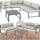 ENSEMBLE TABLE CHAISE DE JARDIN - TECTAKE - Canapé de jardin FARO 5 places avec dossier réglable en 6 positions en aluminium - Gris